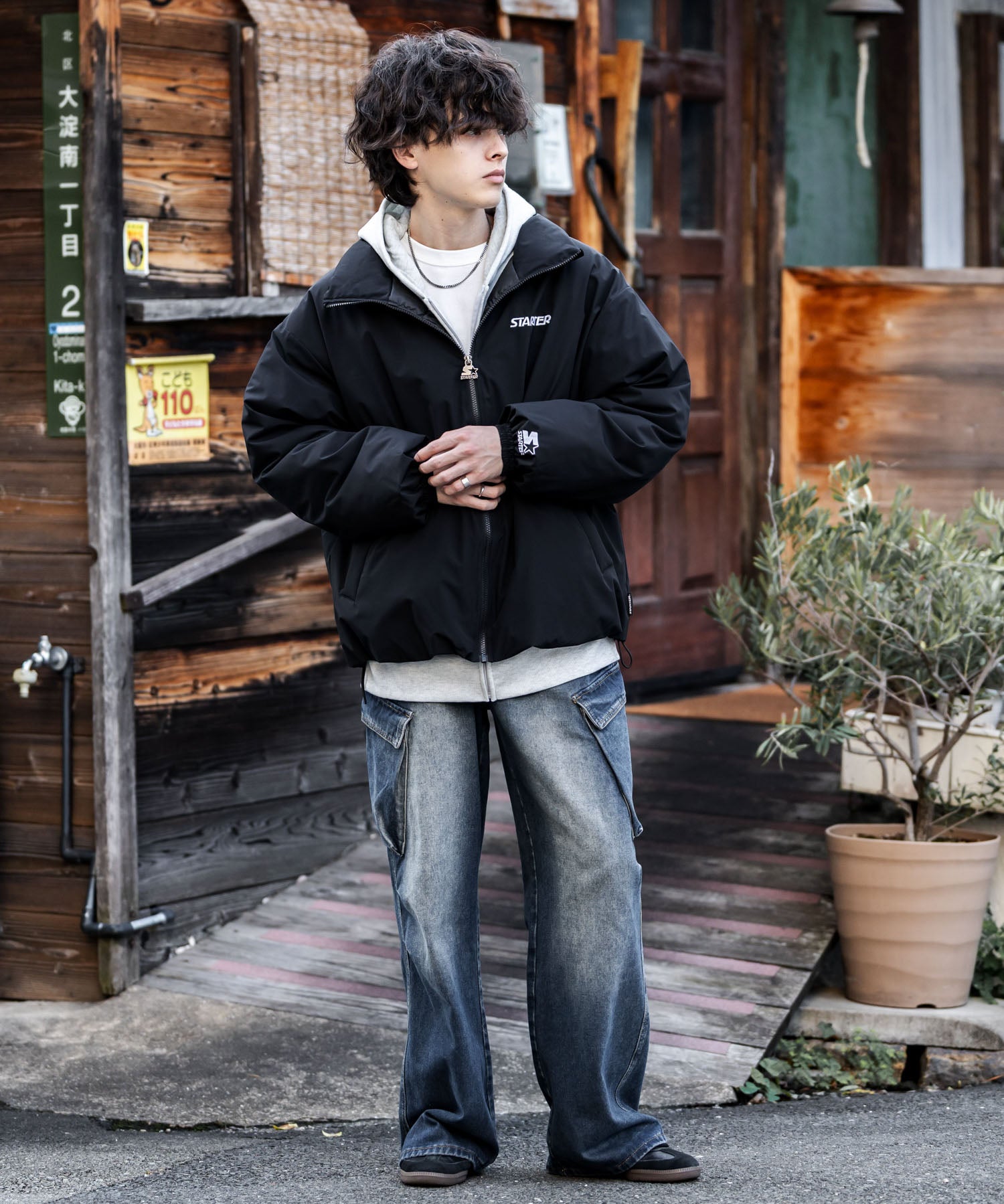 STARTER BLACK LABEL スターターブラックレーベル タスランファイバー中綿ワンポイントロゴ刺繍スタンドジャケット 15012