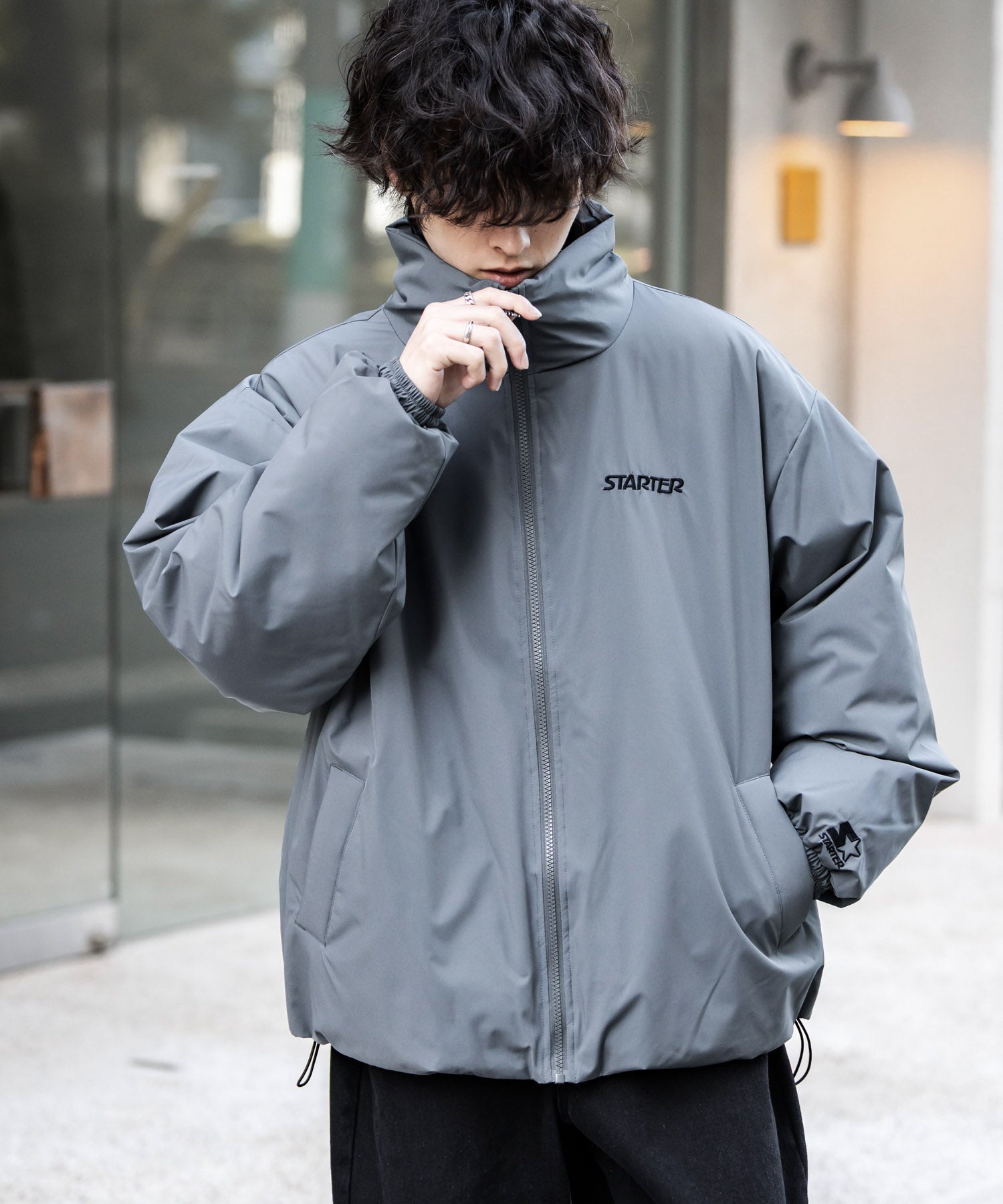 STARTER BLACK LABEL スターターブラックレーベル タスランファイバー中綿ワンポイントロゴ刺繍スタンドジャケット 15012