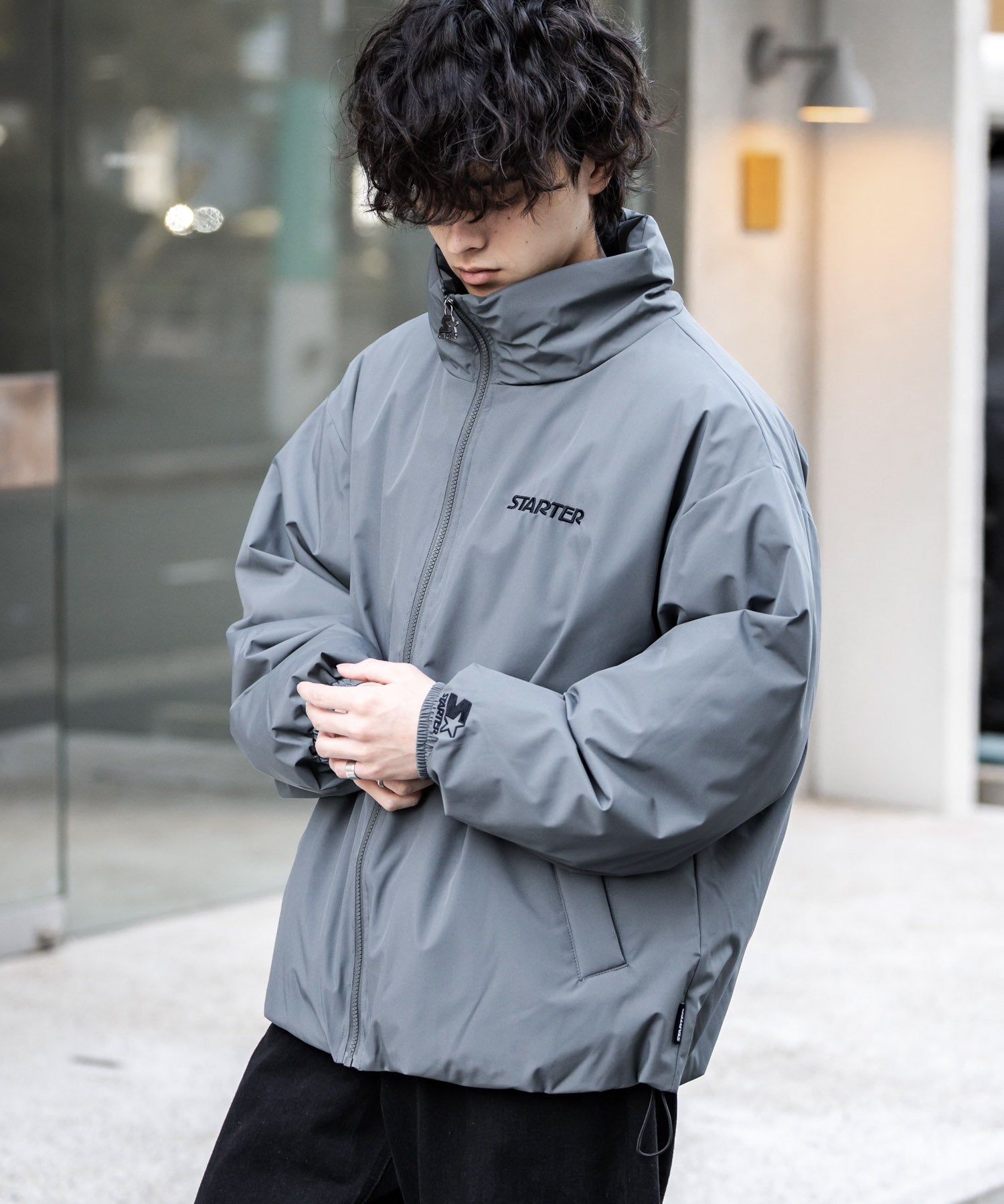 STARTER BLACK LABEL スターターブラックレーベル タスランファイバー中綿ワンポイントロゴ刺繍スタンドジャケット 15012