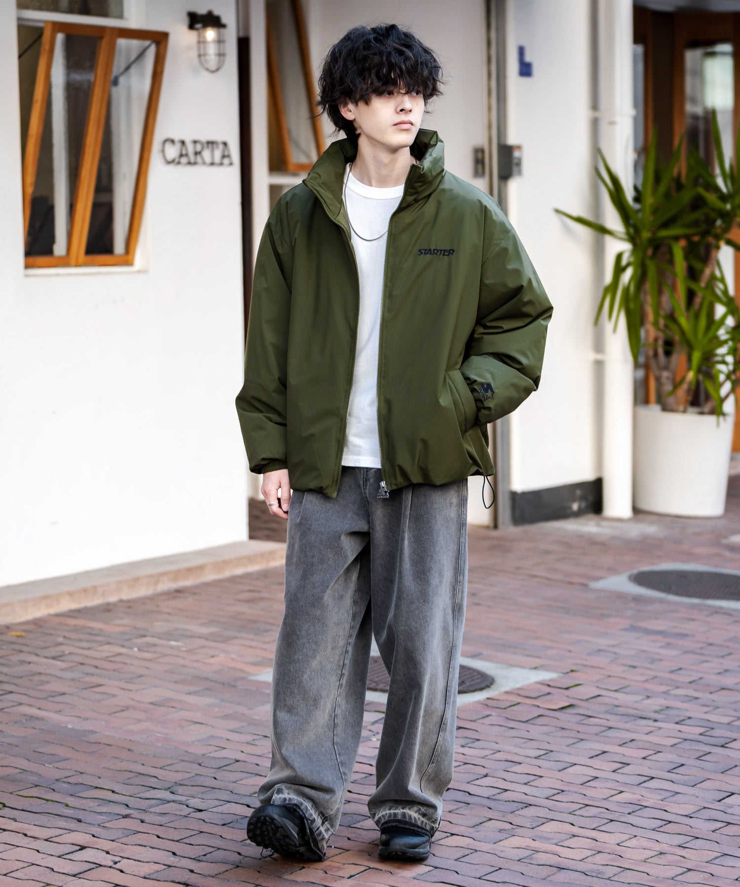 STARTER BLACK LABEL スターターブラックレーベル タスランファイバー中綿ワンポイントロゴ刺繍スタンドジャケット 15012