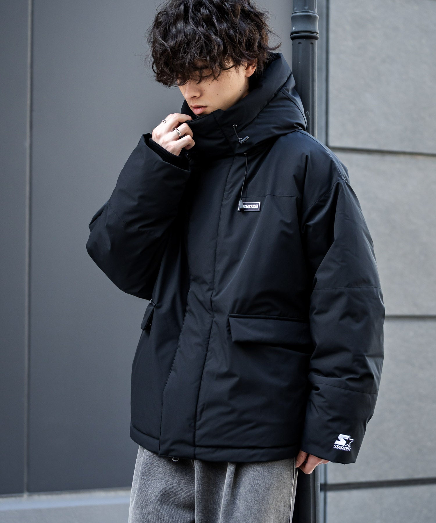 STARTER BLACK LABEL スターターブラックレーベル タスランファイバー中綿ワンポイントロゴ刺繍フードジャケット 15013