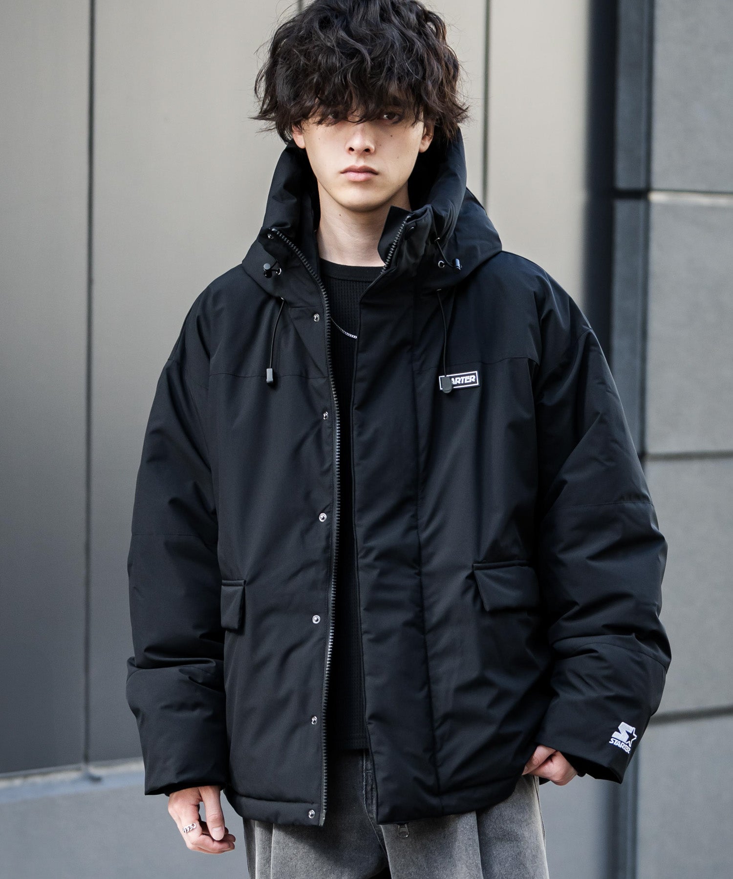 STARTER BLACK LABEL スターターブラックレーベル タスランファイバー中綿ワンポイントロゴ刺繍フードジャケット 15013