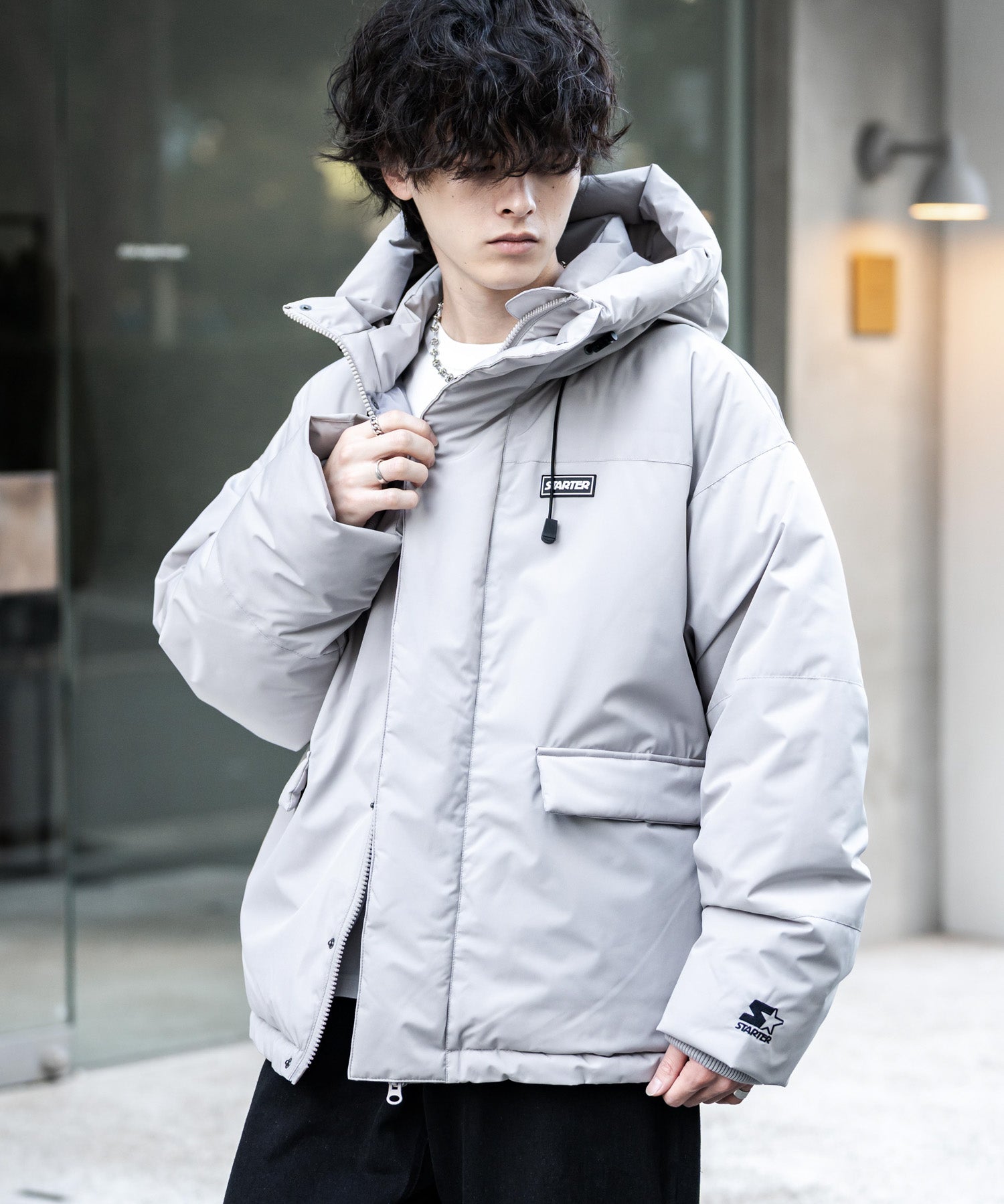 STARTER BLACK LABEL スターターブラックレーベル タスランファイバー中綿ワンポイントロゴ刺繍フードジャケット 15013