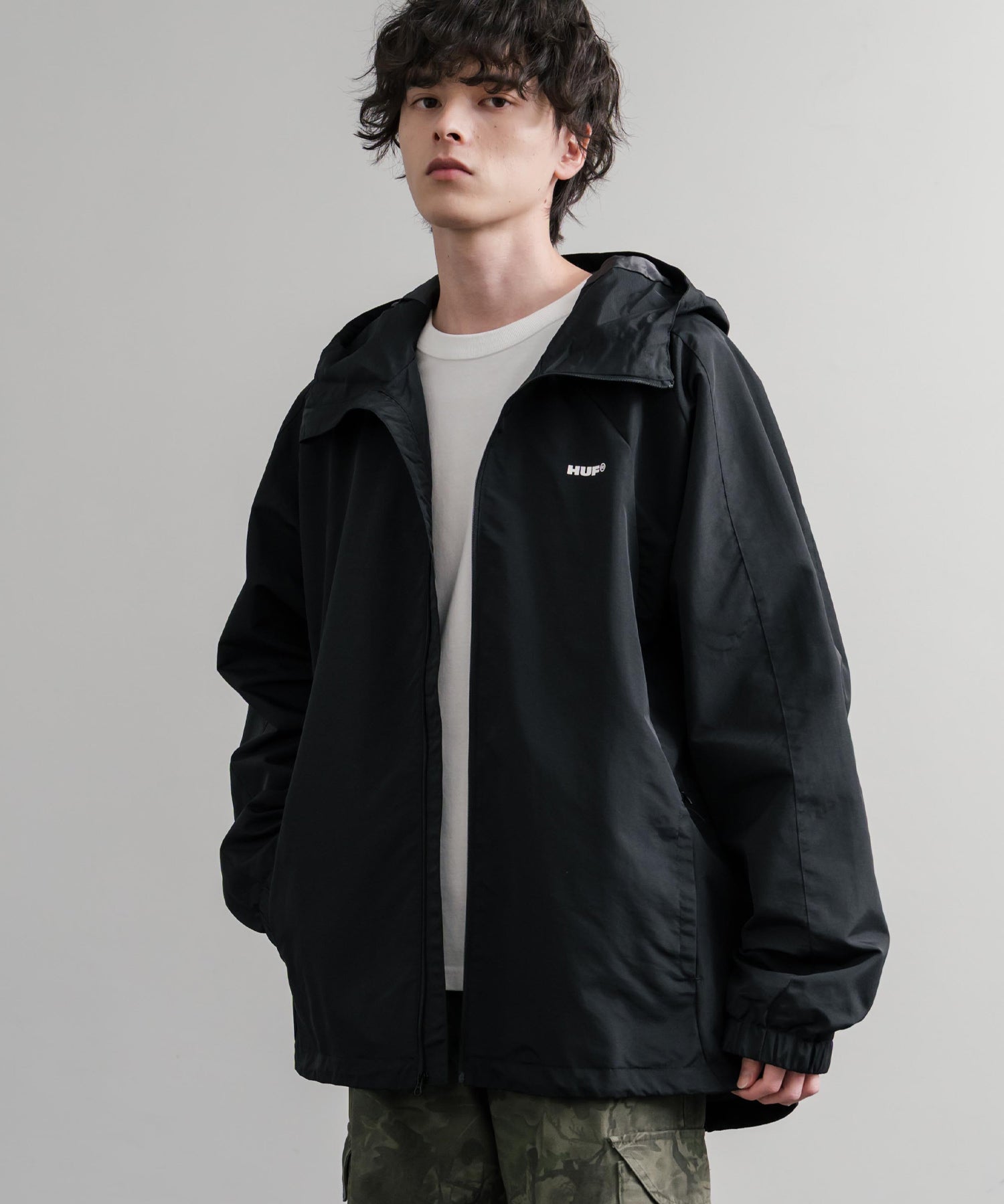 HUF ハフ ALL CAPS SHELL JACKET オーバーサイズラグランスリーブナイロンジャケット 15017