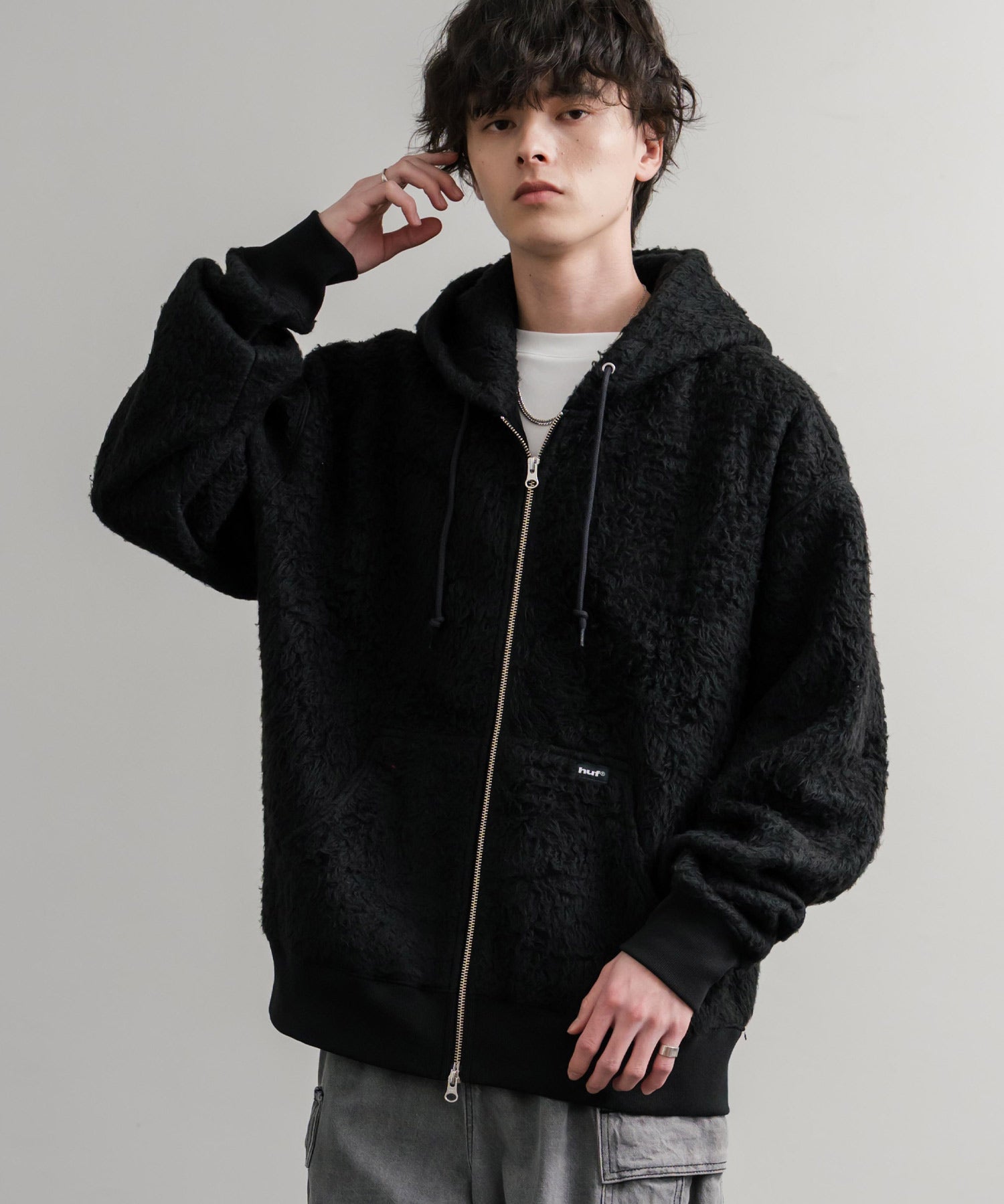 HUF ハフ CORSO HEAVYWEIGHT F/Z HOODIE オーバーサイズヘビーウェイトダブルジップボアフリースパーカー 15018