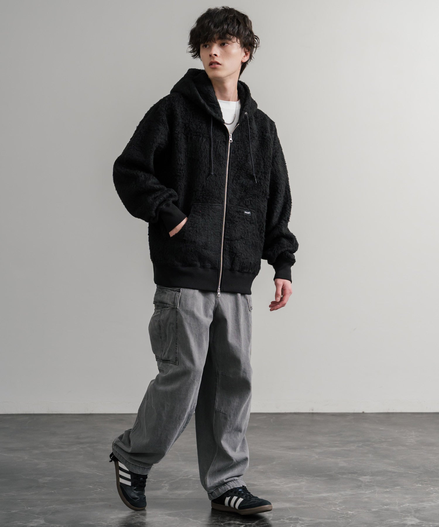 HUF ハフ CORSO HEAVYWEIGHT F/Z HOODIE オーバーサイズヘビーウェイトダブルジップボアフリースパーカー 15018