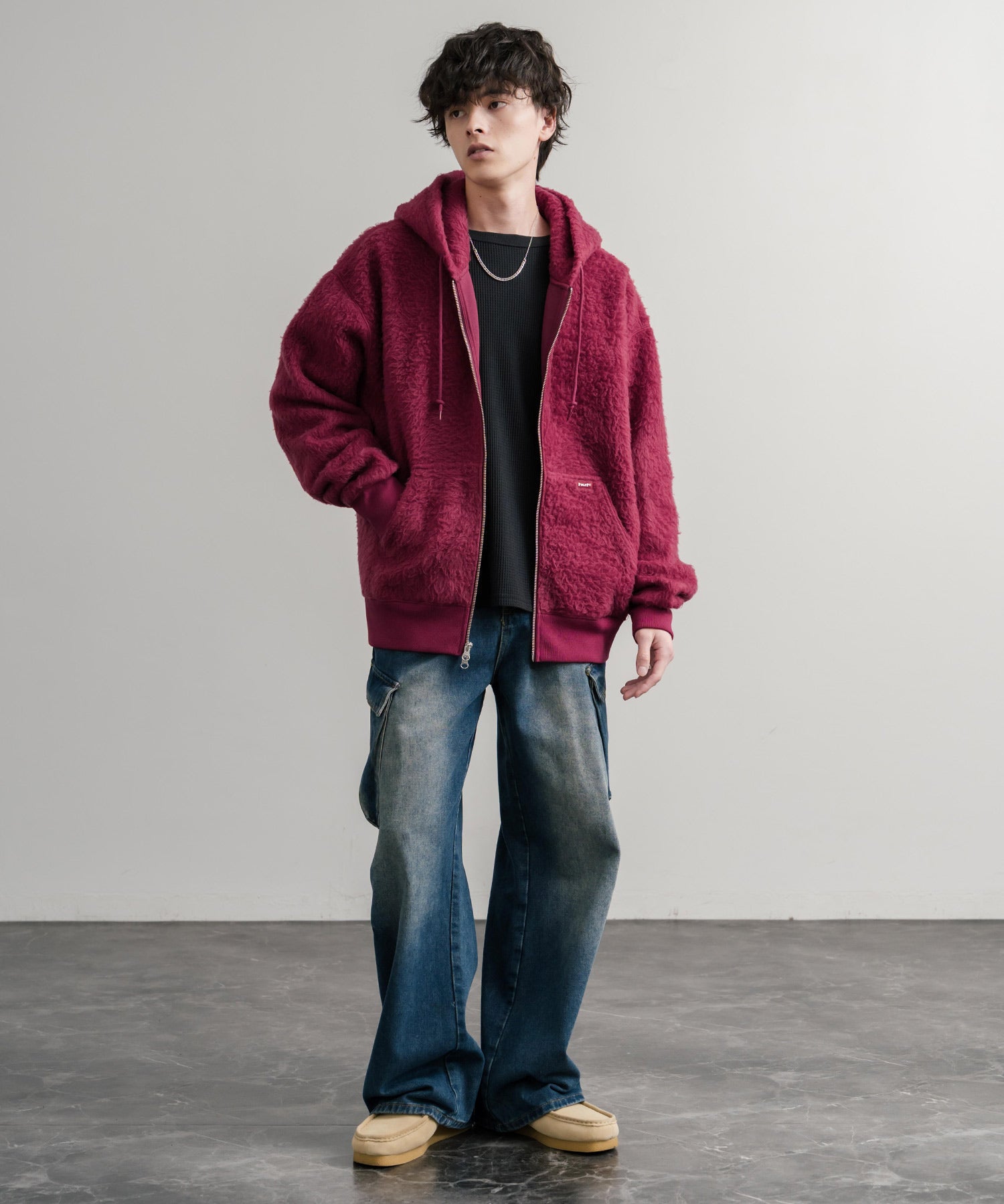 HUF ハフ CORSO HEAVYWEIGHT F/Z HOODIE オーバーサイズヘビーウェイトダブルジップボアフリースパーカー 15018