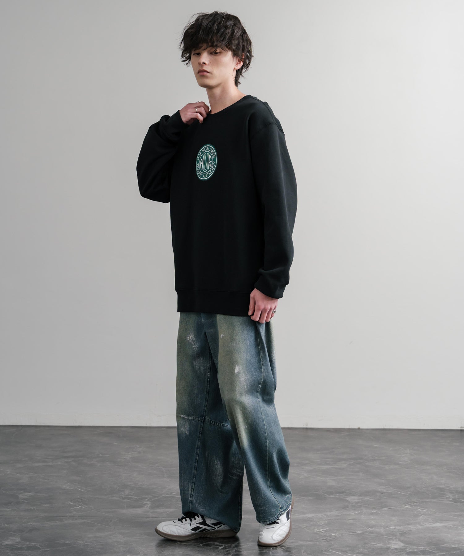 HUF ハフ TRANSIT AUTHORITY CREWNECK オーバーサイズ裏起毛トレーナースウェット	15019