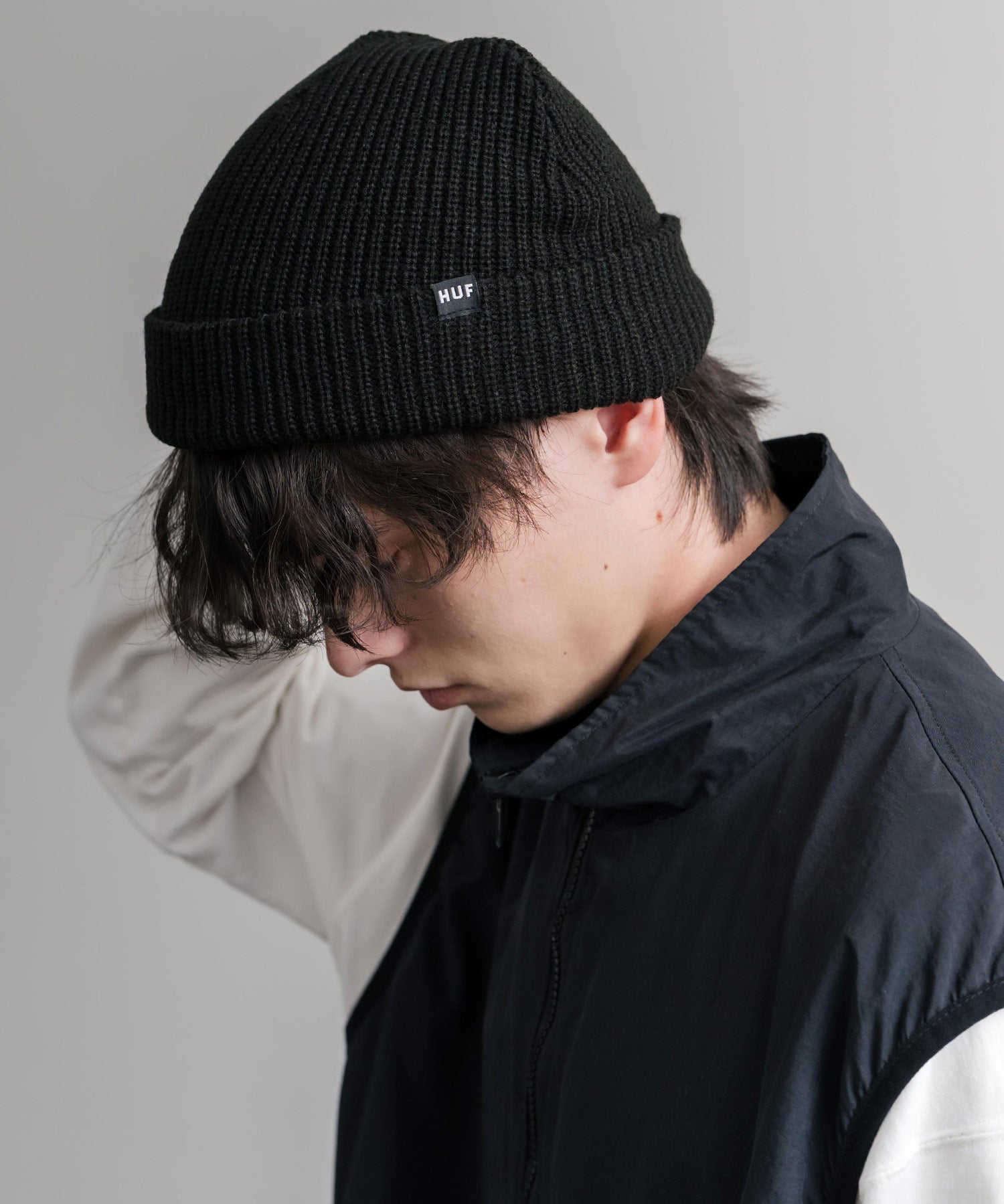 HUF ハフ USUAL CUFF BEANIE ワンポイントフラッグラベルニット帽/ビーニー 15023