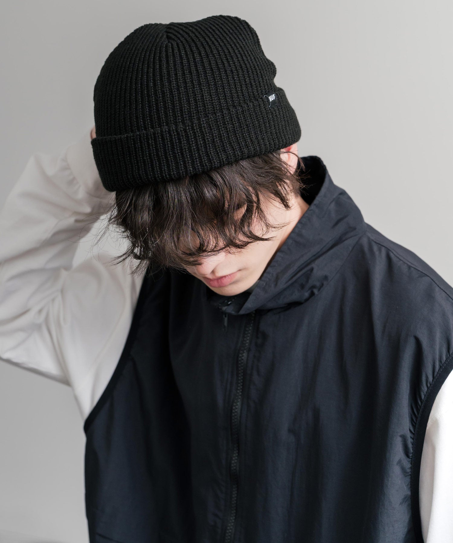 HUF ハフ USUAL CUFF BEANIE ワンポイントフラッグラベルニット帽/ビーニー 15023