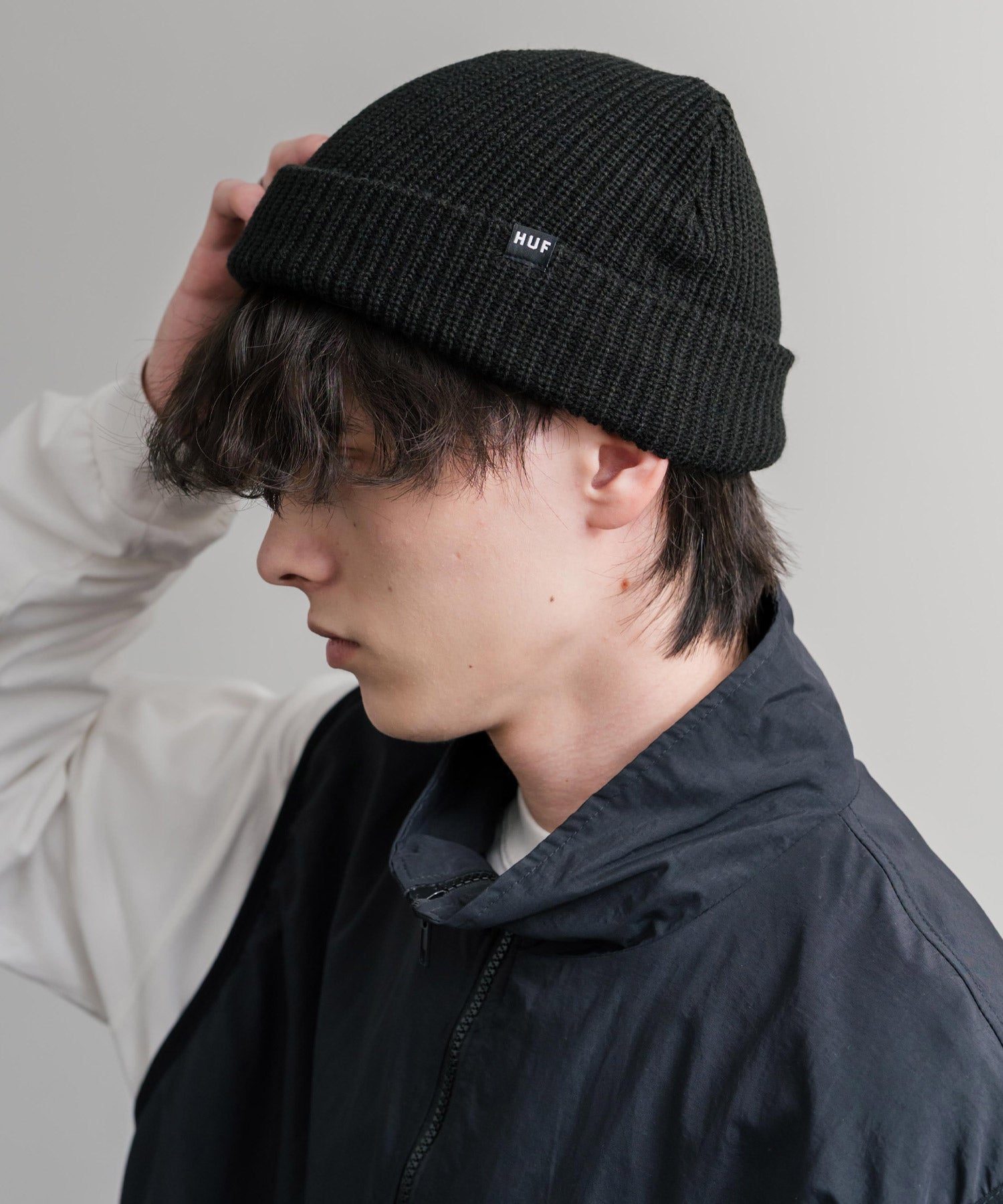 HUF ハフ USUAL CUFF BEANIE ワンポイントフラッグラベルニット帽/ビーニー 15023