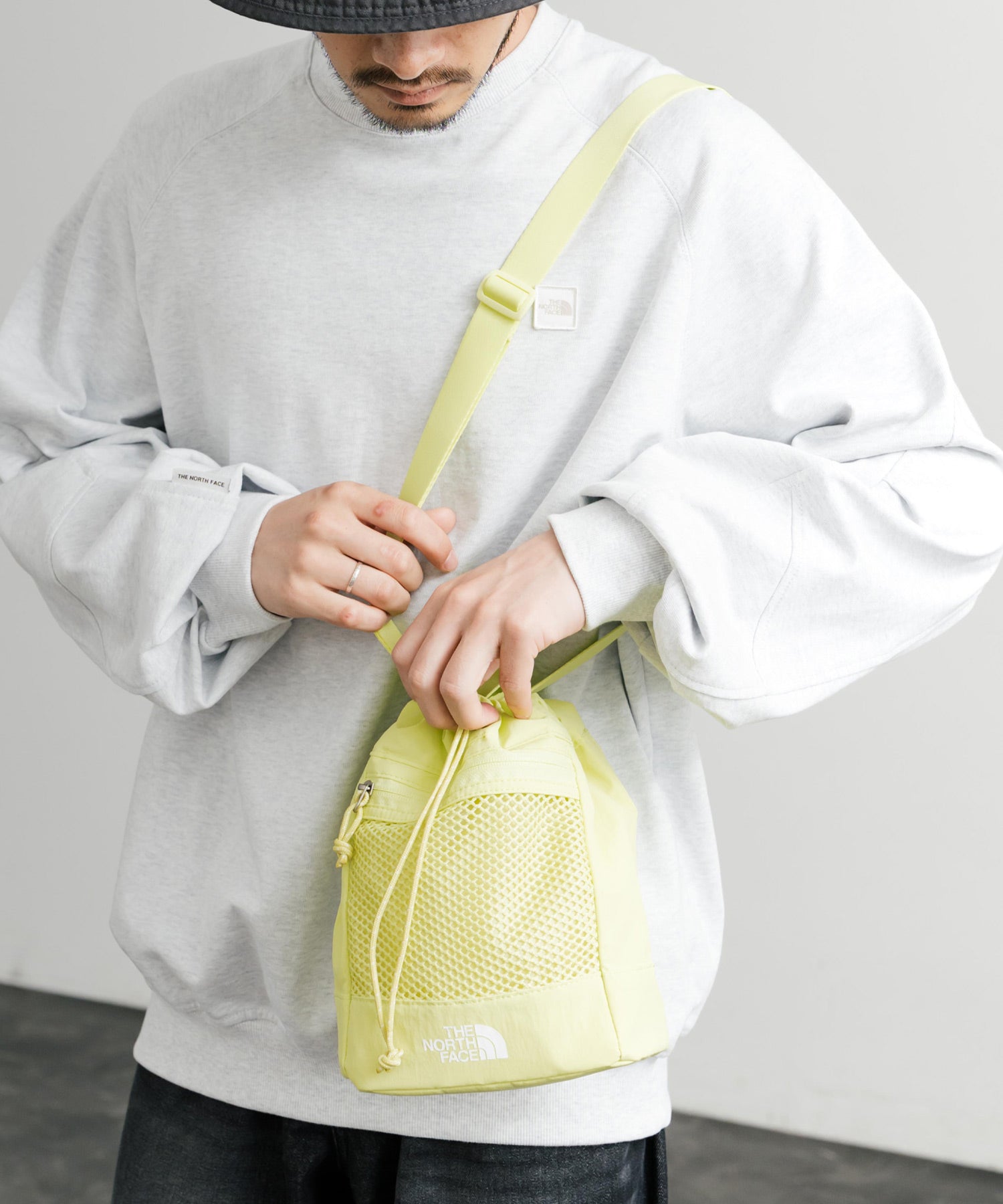 新色追加 日本未展開モデル THE NORTH FACE ザ・ノースフェイス WHITE LABEL LINDEN MESH BUCKET BAG MINI 2WAYバケットバッグミニ 韓国限定 15051