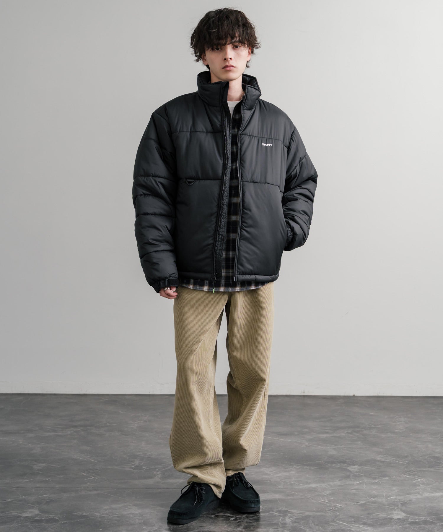 HUF ハフ SEQUOIA PUFFER JACKET REALTREE SEQUOIA PUFFER オーバーサイズワンポイントロゴ中綿ジャケット 15056