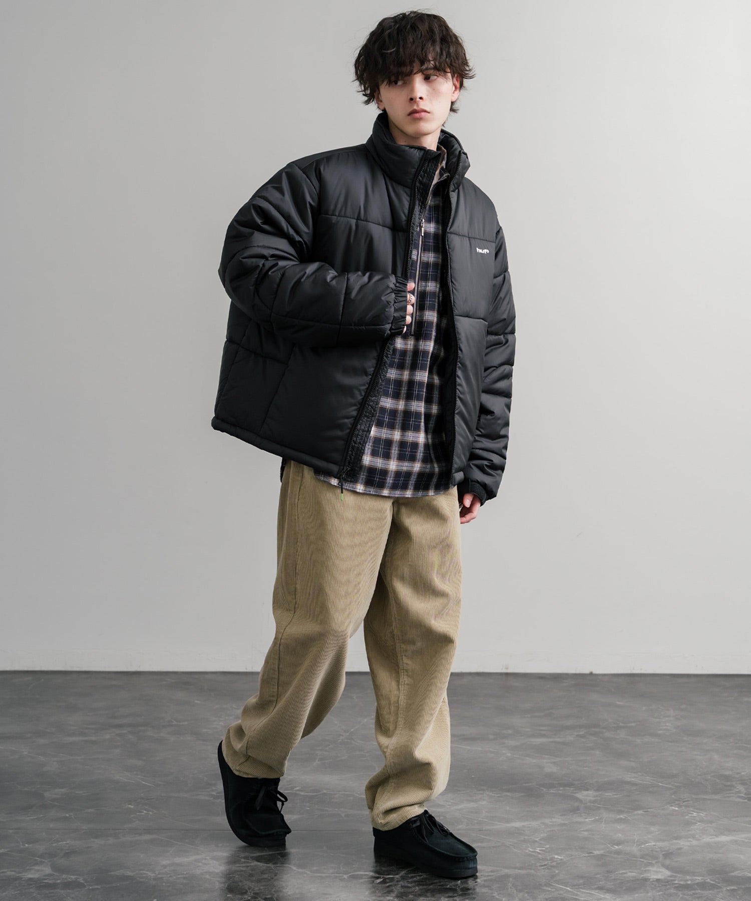 HUF ハフ SEQUOIA PUFFER JACKET REALTREE SEQUOIA PUFFER オーバーサイズワンポイントロゴ中綿ジャケット 15056