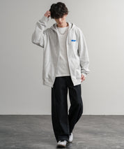 HUF ハフ ALL CAPS F/Z HOODIE オーバーサイズ裏起毛ワンポイントロゴ刺繍フルジップパーカー 15058