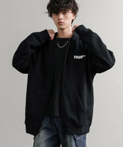 HUF ハフ ALL CAPS F/Z HOODIE オーバーサイズ裏起毛ワンポイントロゴ刺繍フルジップパーカー 15058