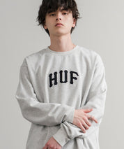 HUF ハフ ARCH APPLIQUE CREWNECK オーバーサイズ裏起毛アーチロゴアップリケ刺繍スウェットトレーナー 15059