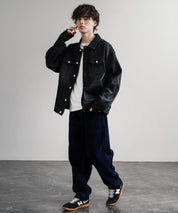 HUF ハフ CROMER CORDUROY PANT ワンポイントロゴ刺繍入りコーデュロイテーパードワイドパンツ 15060