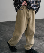 HUF ハフ CROMER CORDUROY PANT ワンポイントロゴ刺繍入りコーデュロイテーパードワイドパンツ 15060