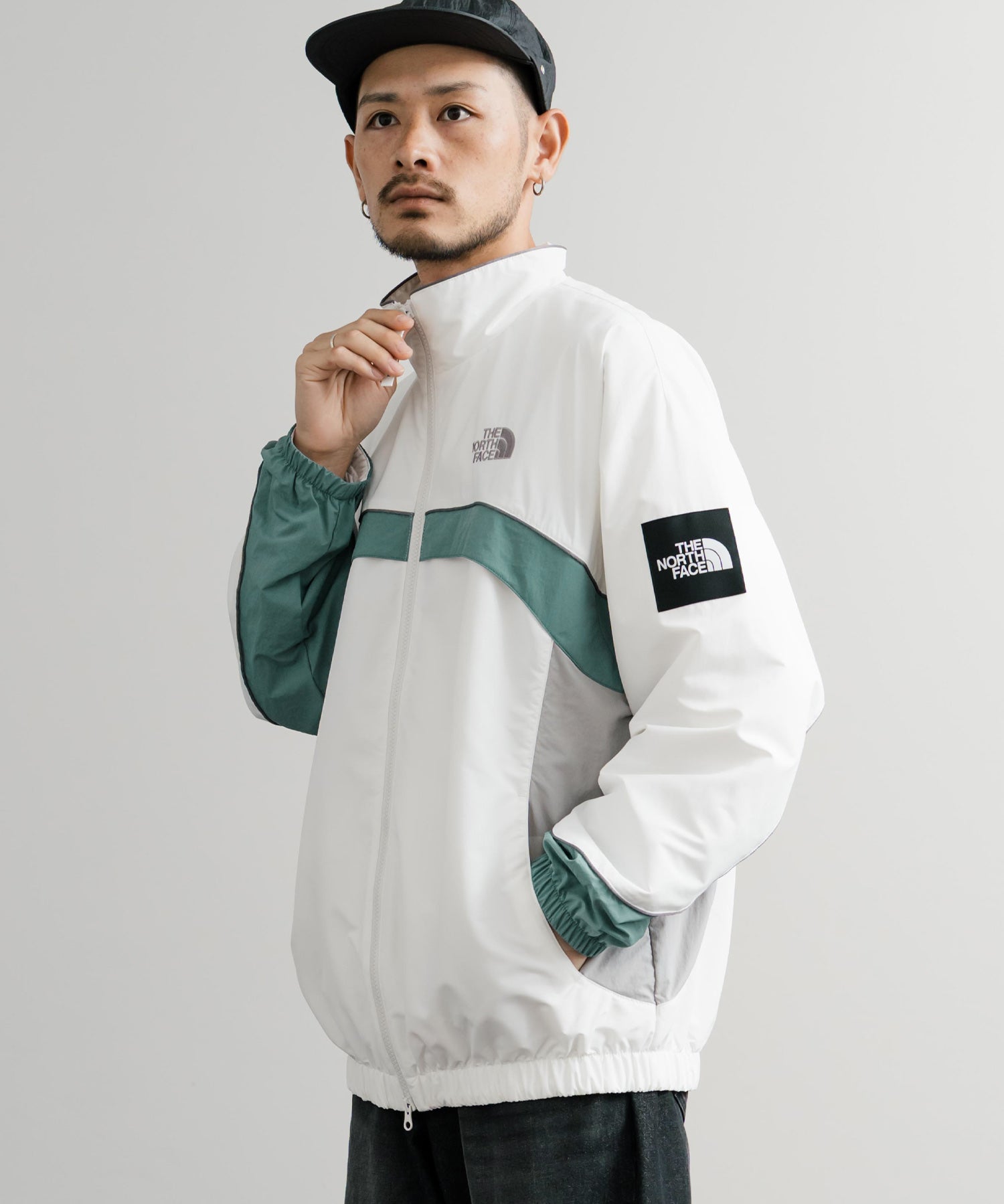 日本未展開モデル THE NORTH FACE ザ・ノースフェイス WHITE LABEL ホワイトレーベル KICKFLEX JACKET 配色切替パイピングロゴ刺繍ナイロンジャケット 15063