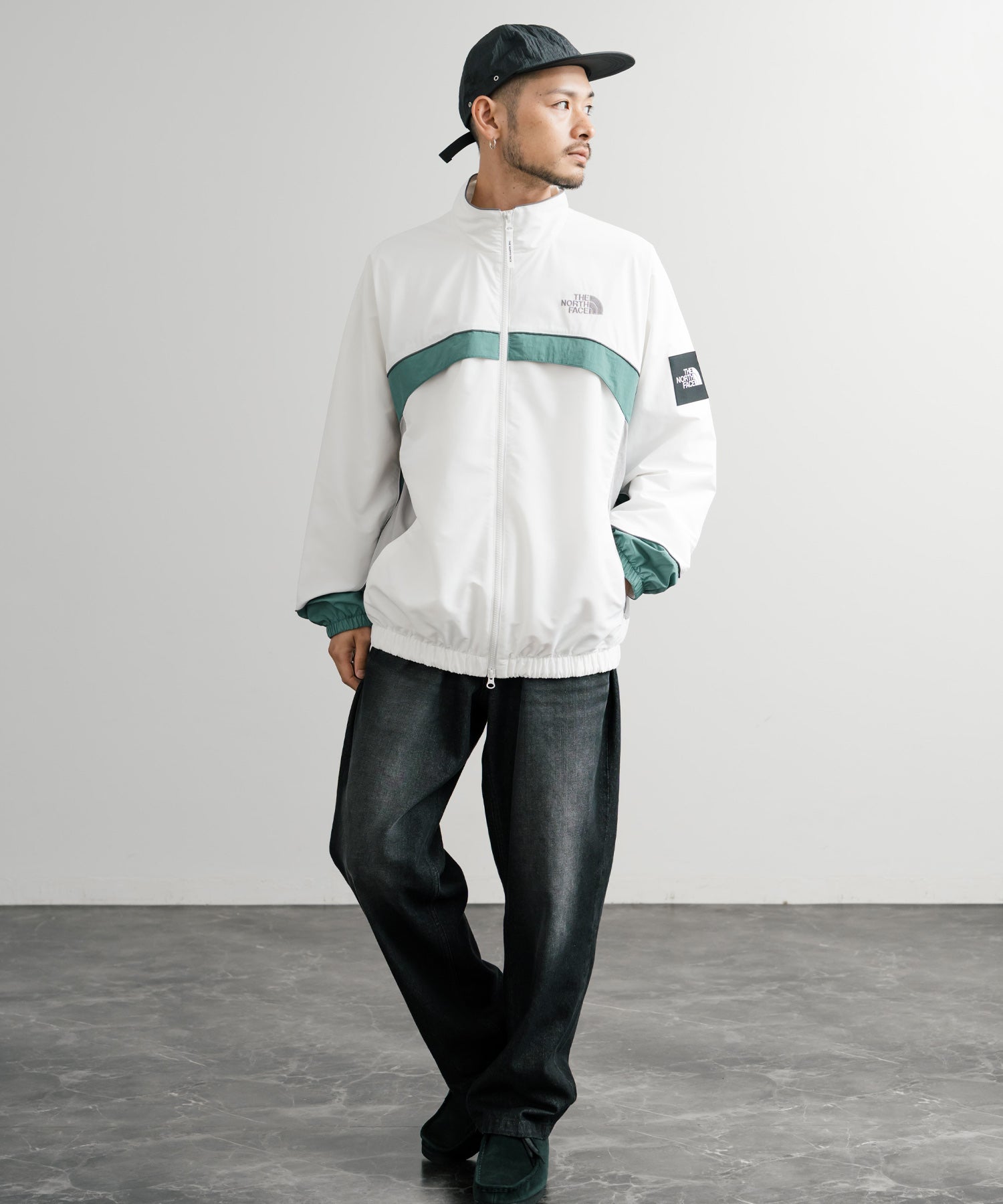 日本未展開モデル THE NORTH FACE ザ・ノースフェイス WHITE LABEL ホワイトレーベル KICKFLEX JACKET 配色切替パイピングロゴ刺繍ナイロンジャケット 15063