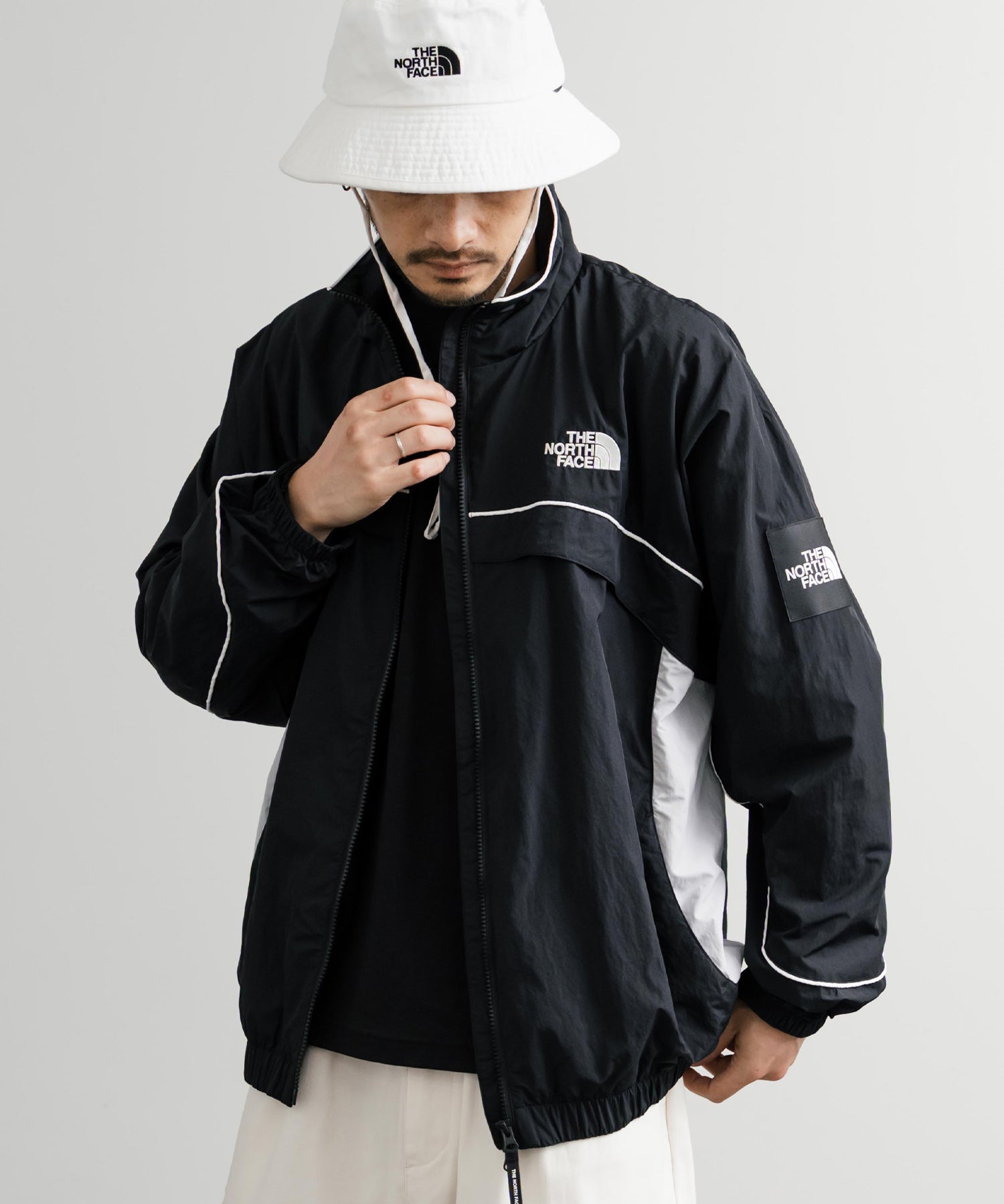 日本未展開モデル THE NORTH FACE ザ・ノースフェイス WHITE LABEL ホワイトレーベル KICKFLEX JACKET 配色切替パイピングロゴ刺繍ナイロンジャケット 15063