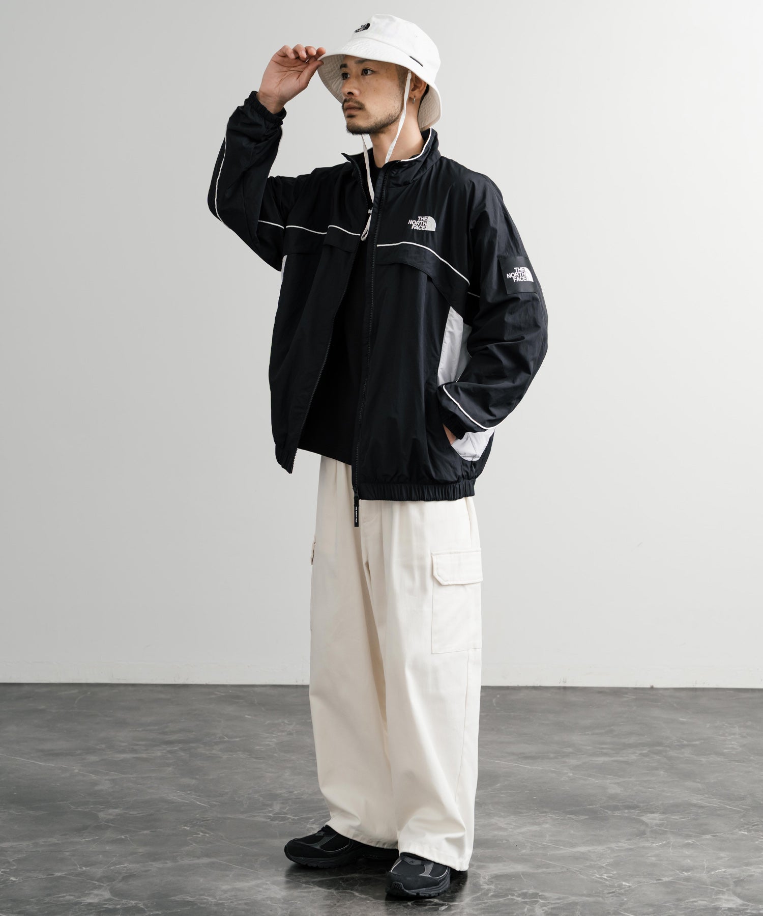 日本未展開モデル THE NORTH FACE ザ・ノースフェイス WHITE LABEL ホワイトレーベル KICKFLEX JACKET 配色切替パイピングロゴ刺繍ナイロンジャケット 15063