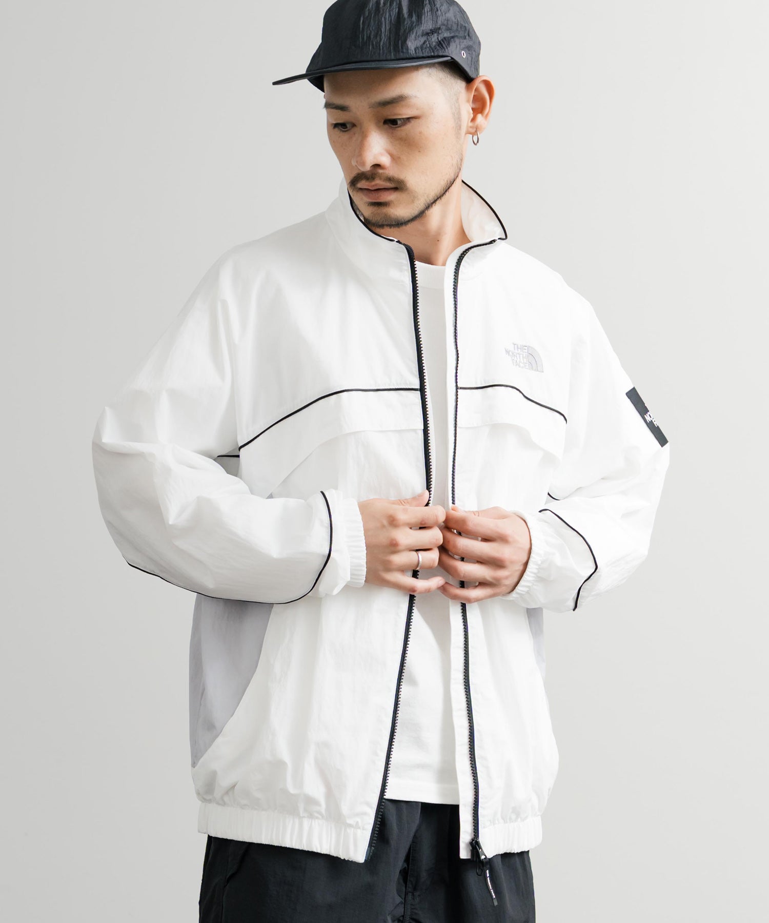 日本未展開モデル THE NORTH FACE ザ・ノースフェイス WHITE LABEL ホワイトレーベル KICKFLEX JACKET 配色切替パイピングロゴ刺繍ナイロンジャケット 15063