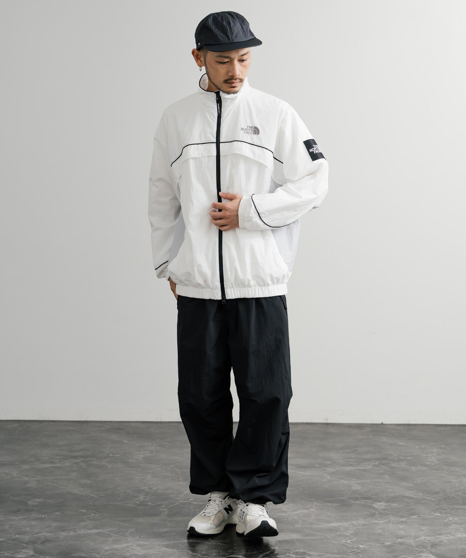 日本未展開モデル THE NORTH FACE ザ・ノースフェイス WHITE LABEL ホワイトレーベル KICKFLEX JACKET 配色切替パイピングロゴ刺繍ナイロンジャケット 15063