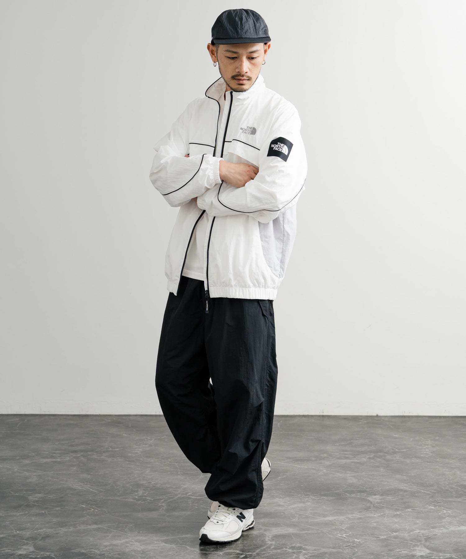 日本未展開モデル THE NORTH FACE ザ・ノースフェイス WHITE LABEL ホワイトレーベル KICKFLEX JACKET 配色切替パイピングロゴ刺繍ナイロンジャケット 15063