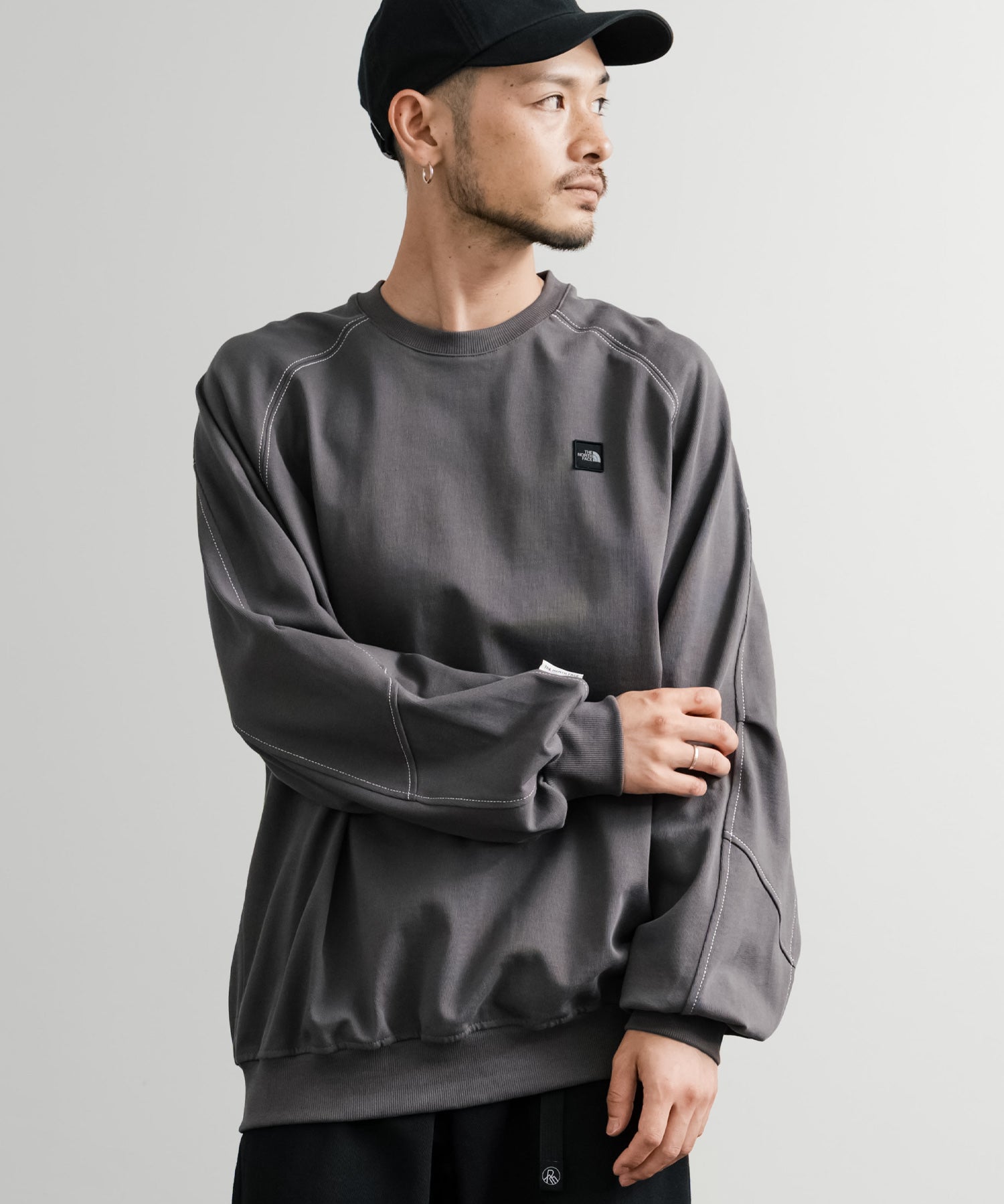 日本未展開モデル THE NORTH FACE ザ・ノースフェイス WHITE LABEL ホワイトレーベル MINI BOX STITCH SWEATSHIRTS オーバーサイズミニボックスロゴ刺繍ステッチスウェット 15064