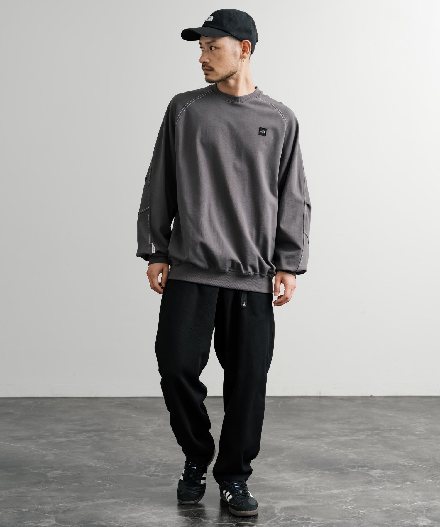 日本未展開モデル THE NORTH FACE ザ・ノースフェイス WHITE LABEL ホワイトレーベル MINI BOX STITCH SWEATSHIRTS オーバーサイズミニボックスロゴ刺繍ステッチスウェット 15064