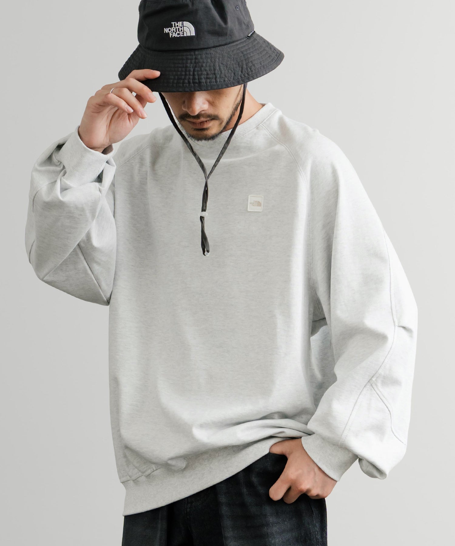 日本未展開モデル THE NORTH FACE ザ・ノースフェイス WHITE LABEL ホワイトレーベル MINI BOX STITCH SWEATSHIRTS オーバーサイズミニボックスロゴ刺繍ステッチスウェット 15064