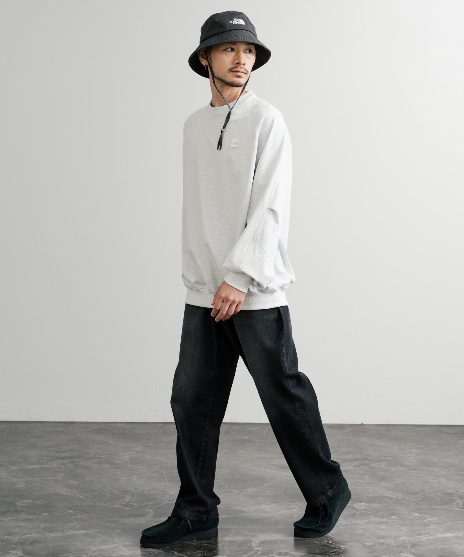 日本未展開モデル THE NORTH FACE ザ・ノースフェイス WHITE LABEL ホワイトレーベル MINI BOX STITCH SWEATSHIRTS オーバーサイズミニボックスロゴ刺繍ステッチスウェット 15064