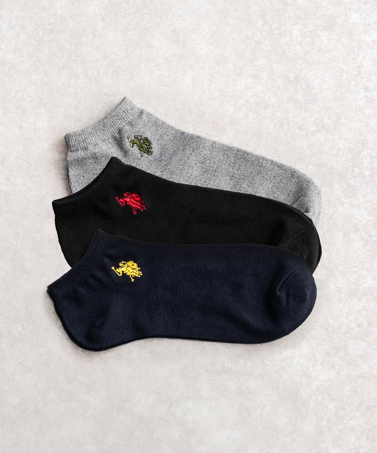 U.S. POLO ASSN. ユーエスポロアッスン ワンポイントロゴ刺繍3足アソートアンクル/くるぶし丈ソックス 15067