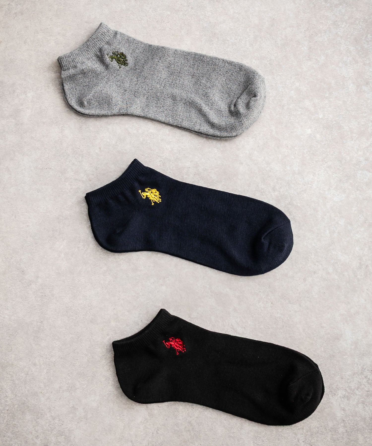 U.S. POLO ASSN. ユーエスポロアッスン ワンポイントロゴ刺繍3足アソートアンクル/くるぶし丈ソックス 15067