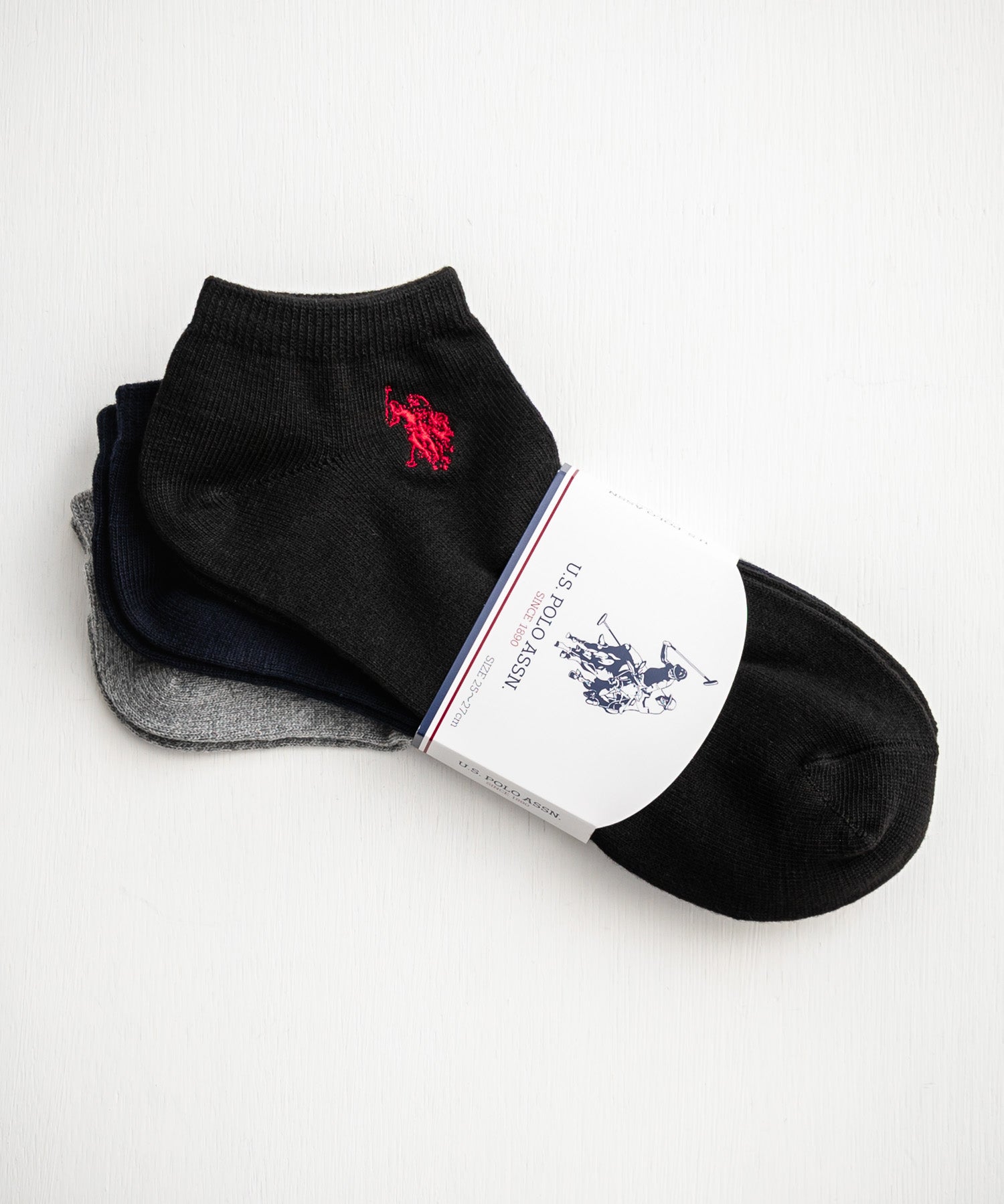 U.S. POLO ASSN. ユーエスポロアッスン ワンポイントロゴ刺繍3足アソートアンクル/くるぶし丈ソックス 15067