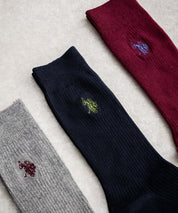 U.S. POLO ASSN. ユーエスポロアッスン ワンポイントロゴ刺繍3足アソートクルー丈ソックス 15069