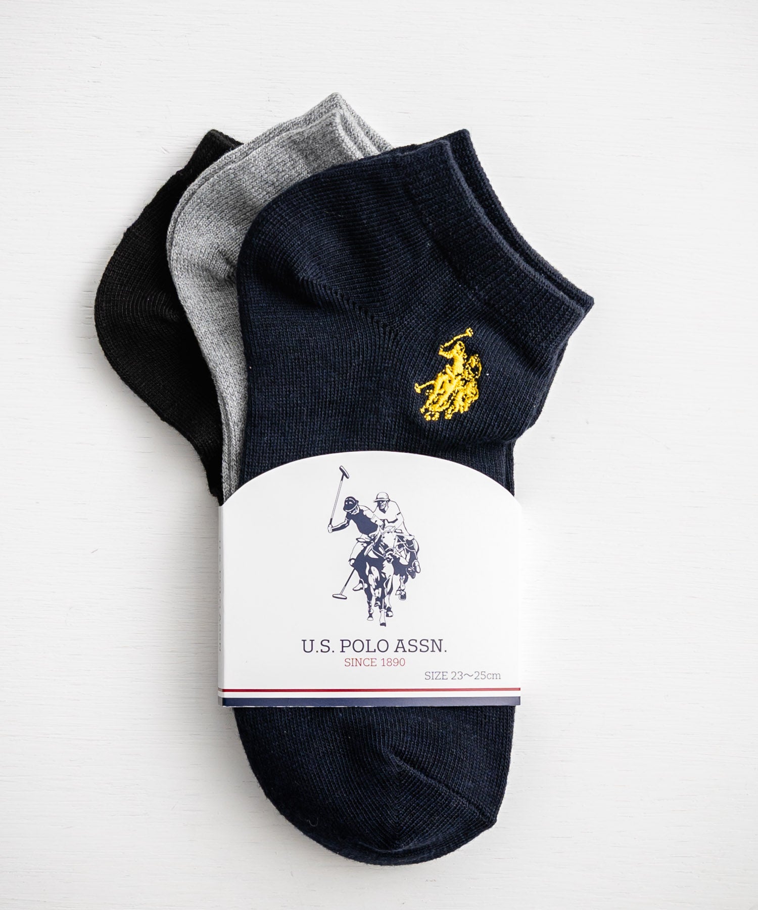 U.S. POLO ASSN. ユーエスポロアッスン ワンポイントロゴ刺繍3足アソートアンクル/くるぶし丈ソックス 15070