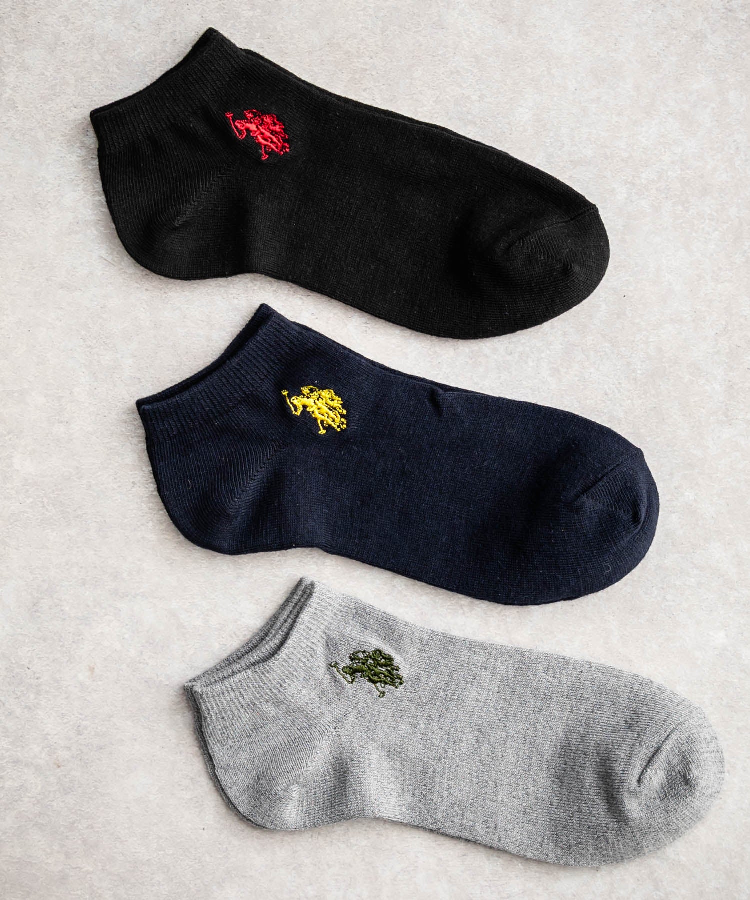 U.S. POLO ASSN. ユーエスポロアッスン ワンポイントロゴ刺繍3足アソートアンクル/くるぶし丈ソックス 15070