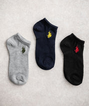 U.S. POLO ASSN. ユーエスポロアッスン ワンポイントロゴ刺繍3足アソートアンクル/くるぶし丈ソックス 15070
