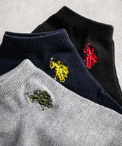 U.S. POLO ASSN. ユーエスポロアッスン ワンポイントロゴ刺繍3足アソートアンクル/くるぶし丈ソックス 15070
