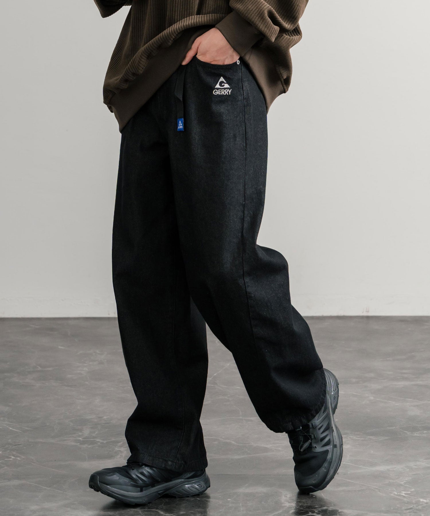 GERRY ジェリー UVカット ルーズシルエットワンポイントロゴ刺繍バレルレッグクライミングデニムパンツ 15113