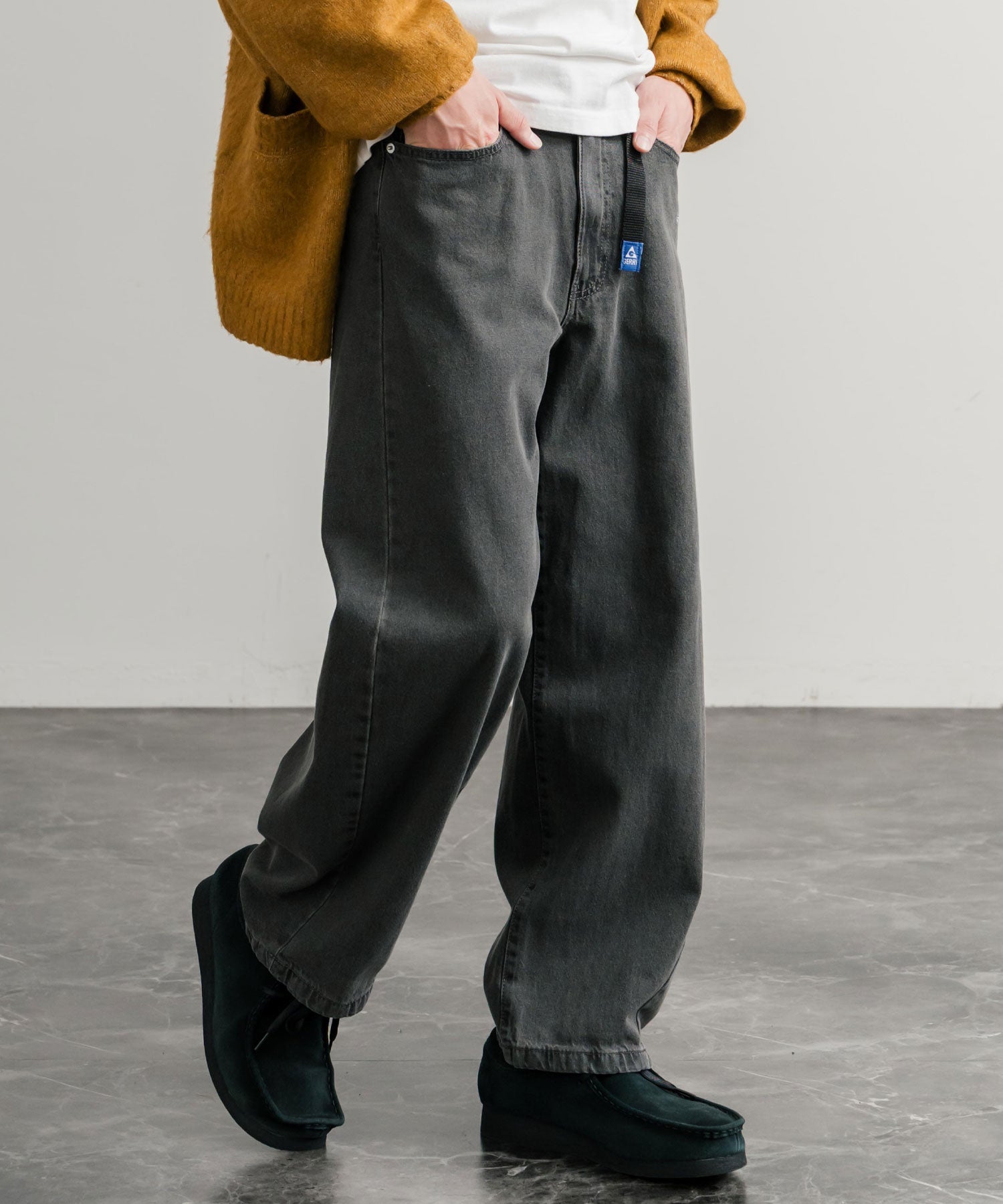 GERRY ジェリー UVカット ルーズシルエットワンポイントロゴ刺繍バレルレッグクライミングデニムパンツ 15113