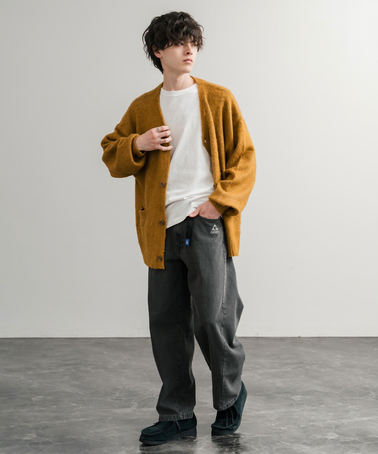 GERRY ジェリー UVカット ルーズシルエットワンポイントロゴ刺繍バレルレッグクライミングデニムパンツ 15113