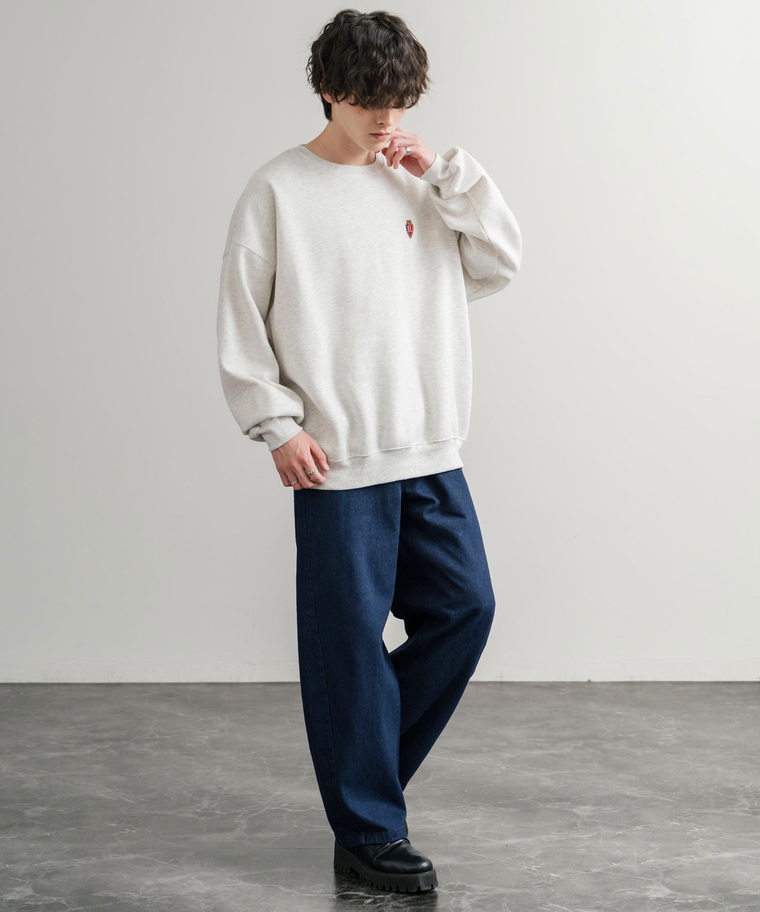 GERRY ジェリー UVカット ルーズシルエットワンポイントロゴ刺繍バレルレッグクライミングデニムパンツ 15113
