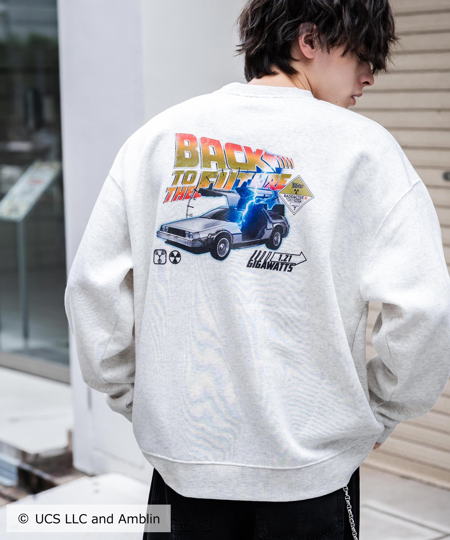 Universal City Studios LLC 別注コラボ オーバーサイズヴィンテージライクグラフィックプリント裏起毛スウェットトレーナー 15115