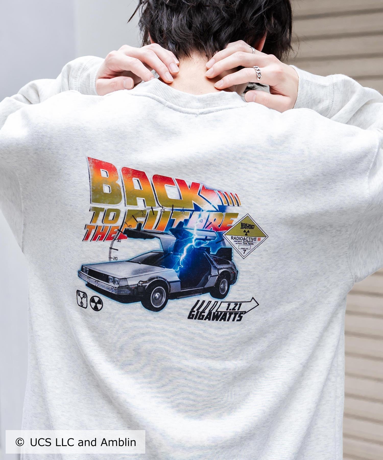 Universal City Studios LLC 別注コラボ オーバーサイズヴィンテージライクグラフィックプリント裏起毛スウェットトレーナー 15115