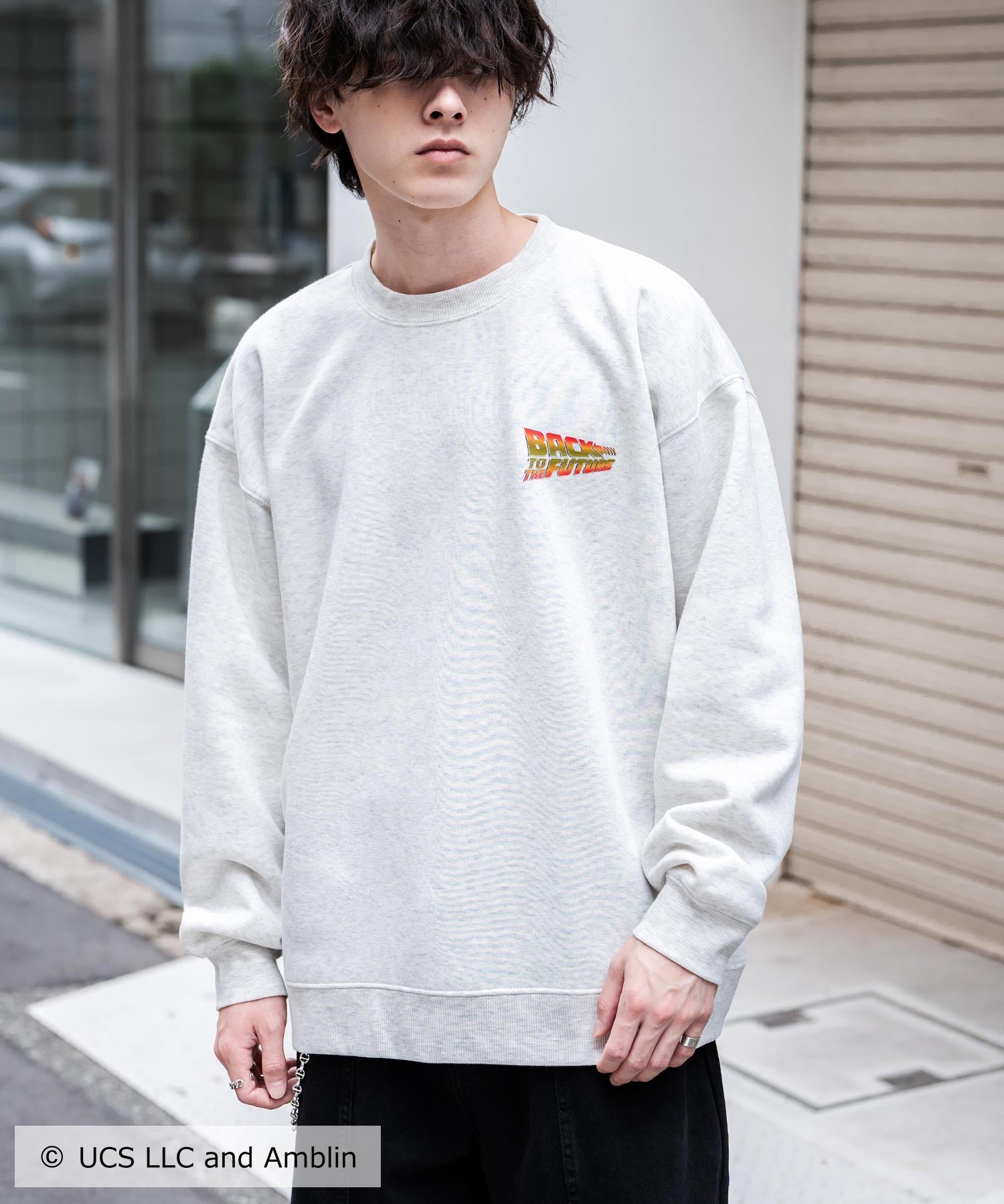 Universal City Studios LLC 別注コラボ オーバーサイズヴィンテージライクグラフィックプリント裏起毛スウェットトレーナー 15115