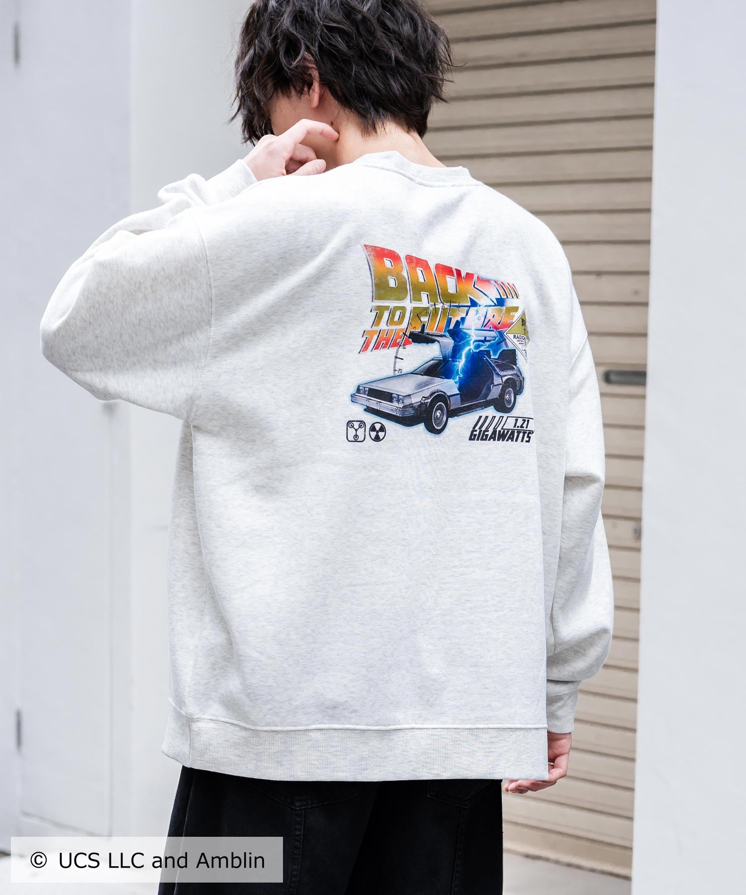 Universal City Studios LLC 別注コラボ オーバーサイズヴィンテージライクグラフィックプリント裏起毛スウェットトレーナー 15115